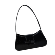 Unique PU Leather Shoulder Bag For Women Underarm Purse-Black
