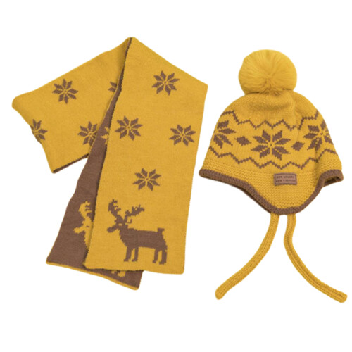 Chapeau de noël doux pour enfants, ensemble écharpe de-Jaune