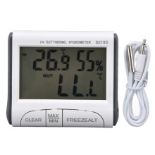 Teirmiméadar Digiteach Cliste, Higrometer, Ionstraim Aimsire Laistigh/Lasmuigh le Taispeántas Scáileáin Dúbailte, Monatóir Teochta/Taise