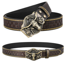 Western Belt for Women Men Cowboy Cowgirls Carving PU-120cm