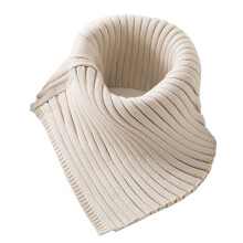 Women Winter Ribbed Knit Turtleneck Fake Collar Solid-Apricot