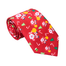 Men Christmas Neckties Novelty Cute Xmas Tree Santa Claus-Red