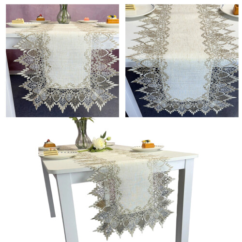Embroidery Lace Table Runner Slip Resistant Polyester-40 130 2