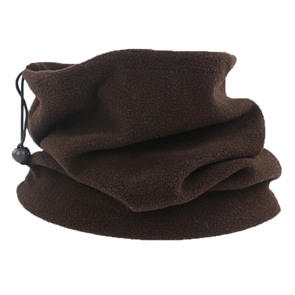 Winter Neck Warmers Fleece Gaiter Windproof Drawstring-Coffee 7704000241199