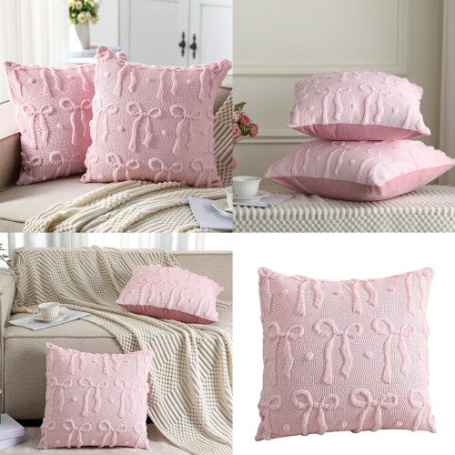Plush Pillow Protectors Light Pink Easy Caring Washable Fabric 1