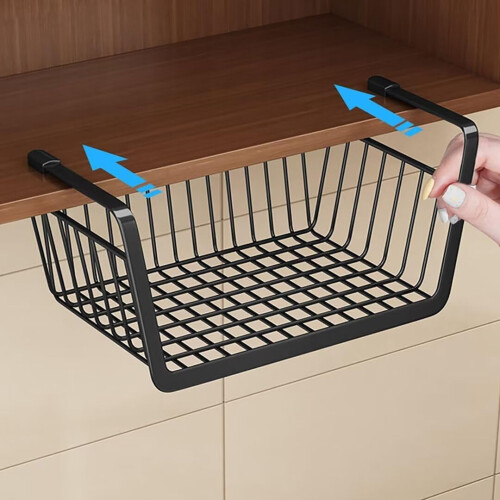 Under Shelf Storage Baskets 2Pack Hanging Metal Wire Organizer For Kitchen Cupboards Cabinets Bathroom 1