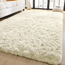 Anti Slip Shaggy Rug Super Soft Fluffy Rugs Living Room Bedroom Carpet Floor Mat Cream_50 x 80 cm