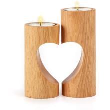 Solid Wood Unity Heart Tea Light Holders, Handmade Wooden Decorative for Home Décor, Condolence Gifts
