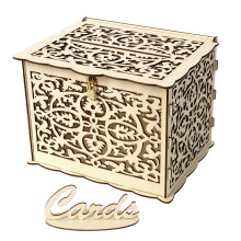 Boîte à enveloppe creuse, boîte en bois pour cartes de mariage, anniversaires, remises de diplômes, bois naturel de qualité supérieure, plus