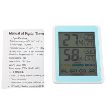 Monatóir Teochta agus Taise Laistigh, Teirmiméadar Digiteach Higrometer don Bhaile le Cruinneas Athnuachana Tapa, Soilsiú Cúlra Taispeántais LCD