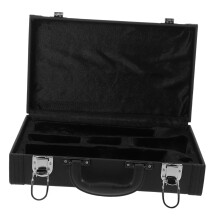 Black PU Clarinet Case Latch Lock Hard Storage Bag Ergonomic Handle Lightweight Travel Case For Travel And Performance