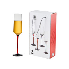 Set de pahare de vin spumant luxoase în cutie cadou, elegante, cupe de șampanie, moderne, cu picior roșu, cupe de cristal 100% fără plumb,