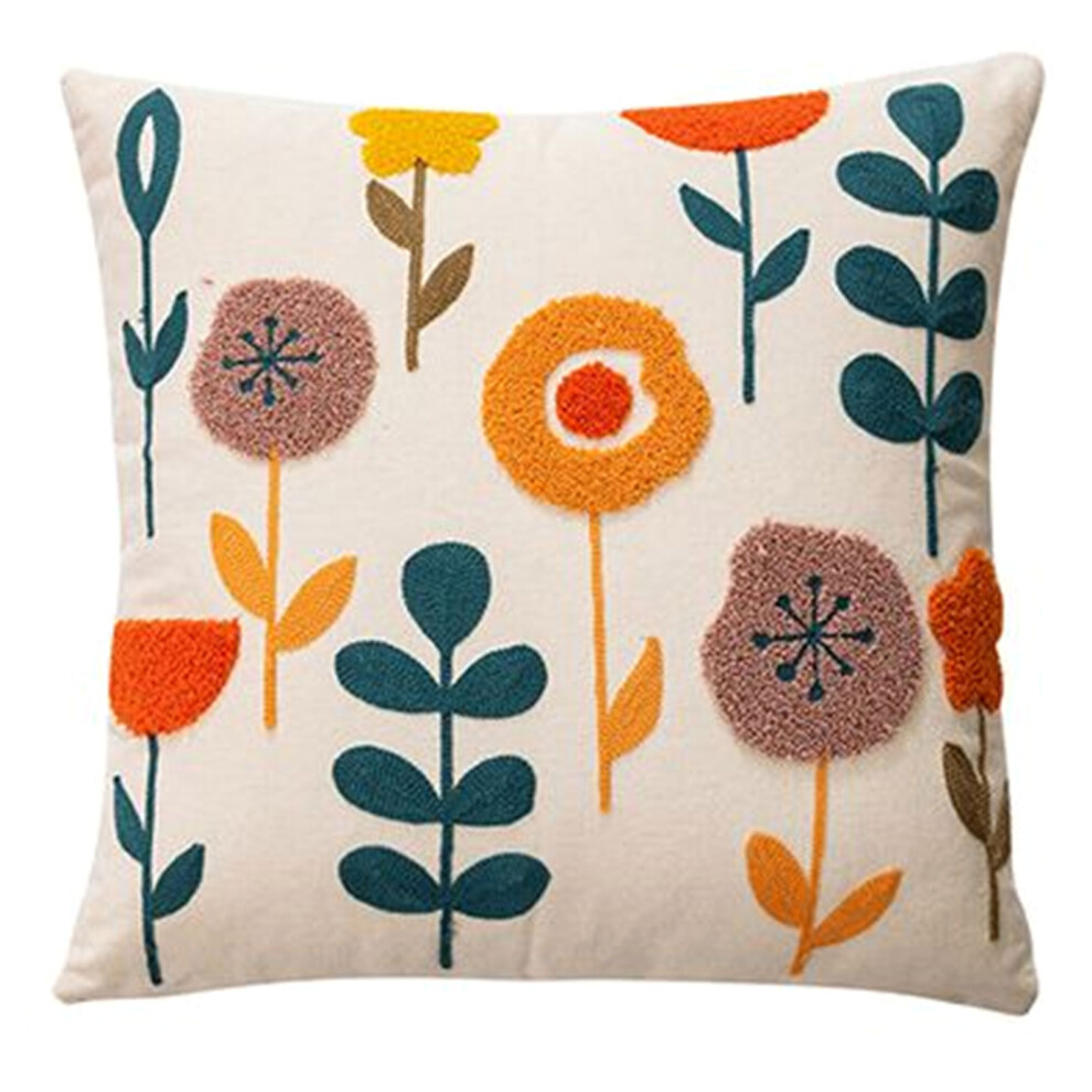 Flower Towel Embroidered Throw Pillow Cover 18"x 18" Floral-3