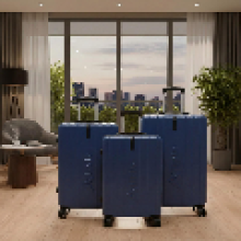 Alivio 3 Piece Hard-Shell Luggage Set with Secure Number Lock, Spinner Wheels Lightweight Travel Trolley Suitcase Set (Navy Blue, Small/Medium/Large)