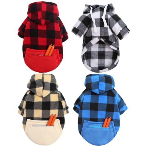 Hooded Dog Spring Coat Plaids Pullover for Cold Weather-4 XL 1
