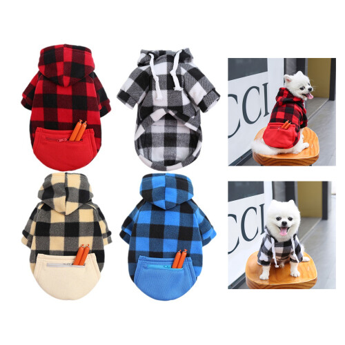 Hooded Dog Spring Coat Plaids Pullover for Cold Weather-4 XL 2