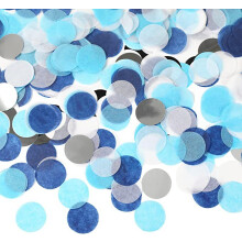 Royal Blue, Sky Blue, White, and Silver Tissue Paper Confetti Dots - 100g, 2.5cm Diameter, Perfect for Graduation, Birthday, Wedding, Retirement, and