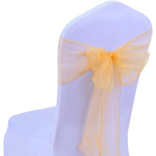 Elegante Stuhlschleifen aus Chiffon, hochwertige Organza-Stoffe und transparentem Tüll für Hochzeitsfeiern und Empfänge