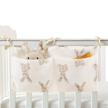 Crib Pocket Organizer Cartoon Quilted Diaper Organizer Hangable Storage Pouches Cardboard Insert Bottle Pacifier