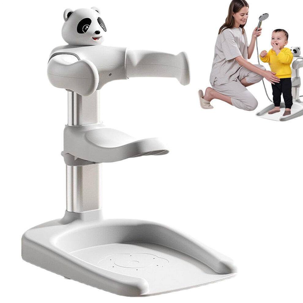 Baby Bath Stand Adjustable Height Foldable Shower Stand Antislip Base 036 Months With Seats White