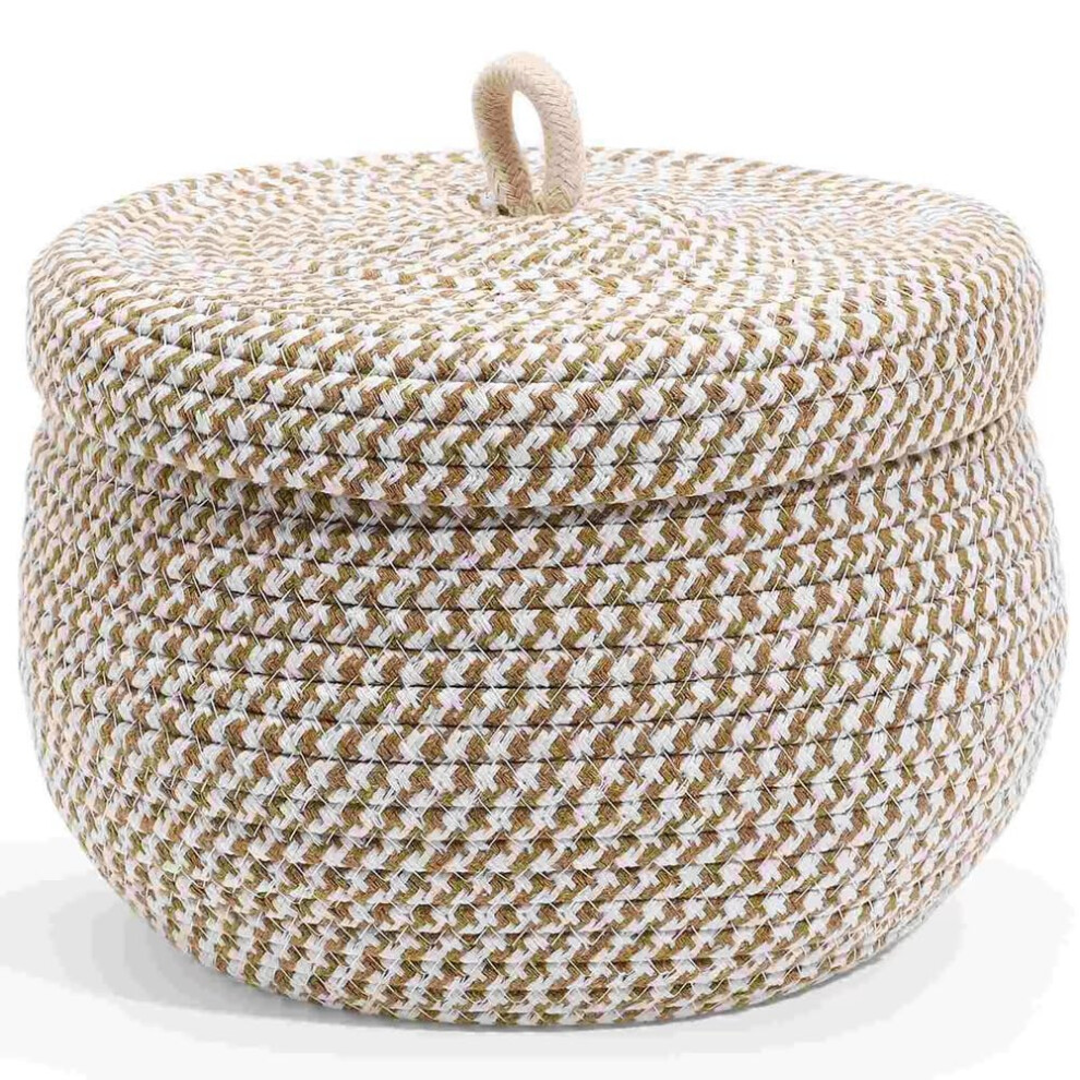 Small Rope Basket With Lid Round Woven Storage Basket Decorative Toy Storage Basket Nursery Organization