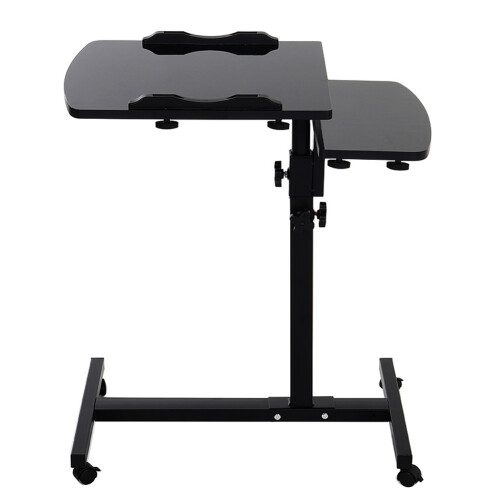 Living And Home Height Adjustable Mobile Table Overbed Desk with Wheels 2