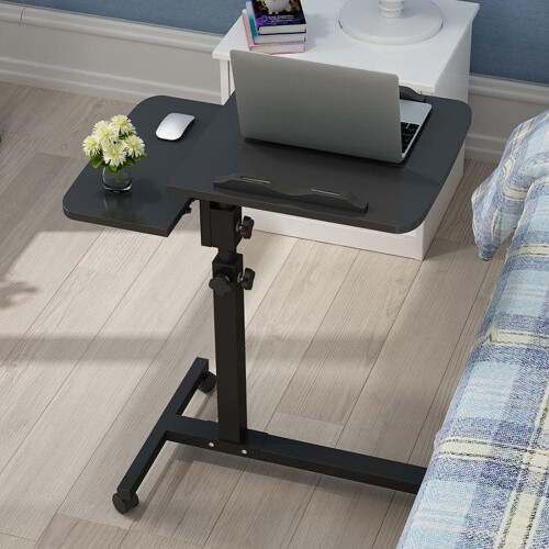 Living And Home Height Adjustable Mobile Table Overbed Desk with Wheels