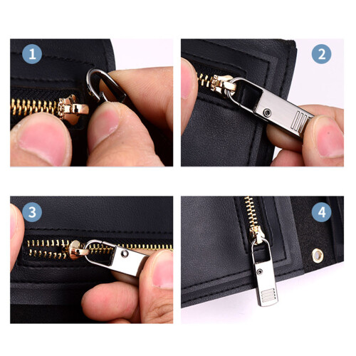 Zipper Pull Tab Replacement Metal Zippers Extension-Black L 2