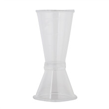Dosador de coquetel durável em aço inoxidável, equivalente a um dosador de plástico transparente, com cabo confortável e medição precisa.