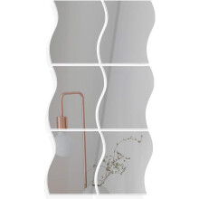 Asymmetrical Irregular Wall Mirror, Diy Customizable Acrylic Plexiglass Adhesive Wall Mirror, Wave Shape For Kitchen Bathroom Sofa Walls Decor (6Pcs)