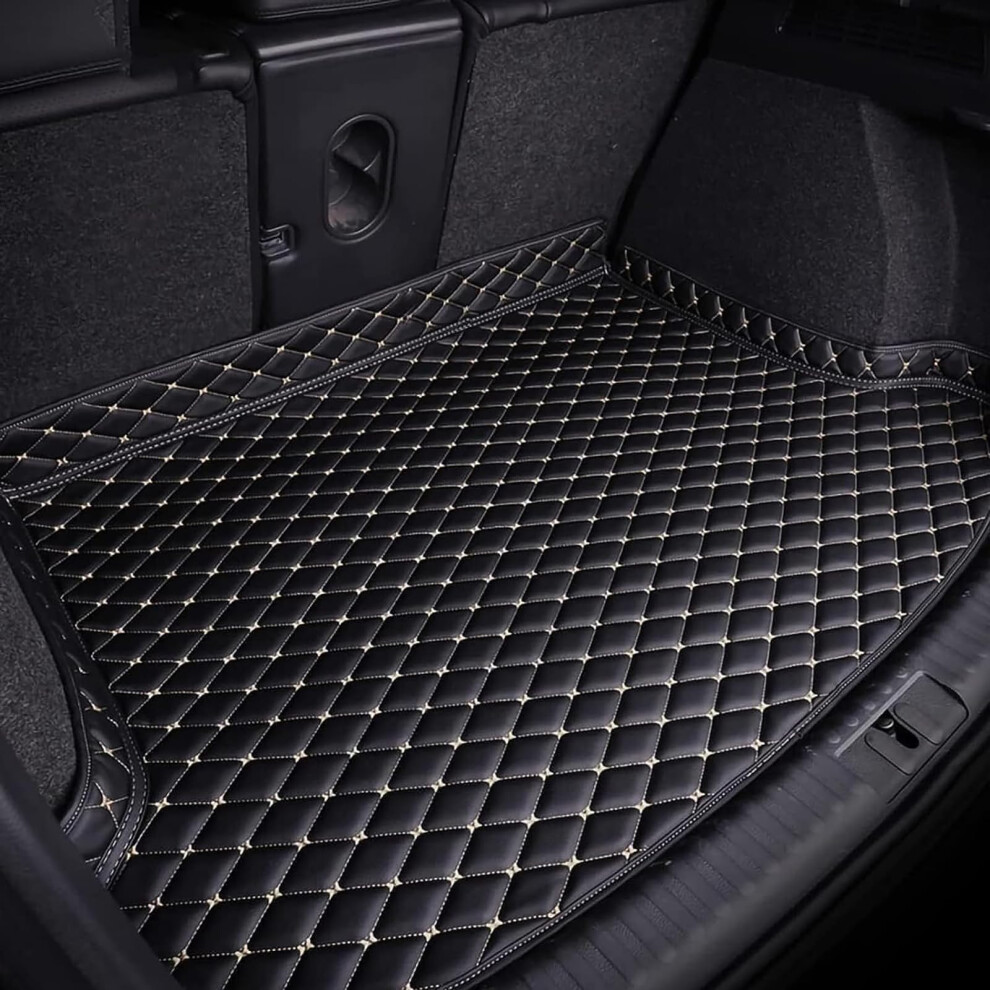 Trophy Cargo Liners Leather Trunk Mats 20202025 Auto Waterproof Rear Boot Protector Pad Raised Edges Black/White 9323874232720