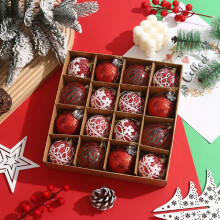 Versatile Use Christmas Ornaments, Set Of 16 Red And White Baubles For Decorating Trees, Wreaths, And More, Exquisite Craftsmanship Ensures Beauty And