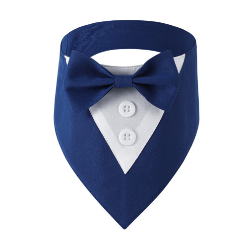 Cute Adjustable Wedding Cat Bow Tie Collars Kitten Suit-Blue M