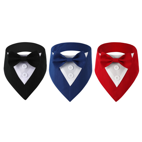 Cute Adjustable Wedding Cat Bow Tie Collars Kitten Suit-Blue M 1