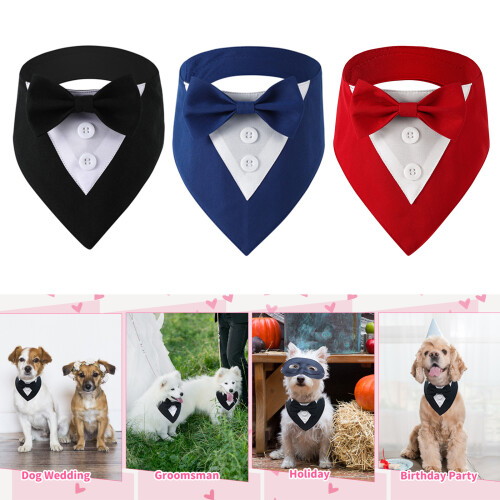 Cute Adjustable Wedding Cat Bow Tie Collars Kitten Suit-Blue M 2