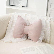 Bow Pillow Throw Pillows, Pink Bow Shaped Decorative Pillow, Lace Bowknot Throw Pillow, 40x32cm, Living Room Bedroom