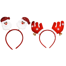 Tiara de Natal, tamanho único, com figuras festivas, chifres de rena e Papai Noel para celebrações alegres.