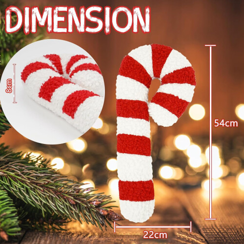 Christmas Candy Cane Pillow With Reversible Design, Red And White Lollipop Pattern, Extensive Application 1