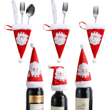 Kerstbestekhouders, handgemaakte mini-kerstmutsjes voor tafeldecoratie, gemaakt van non-woven materiaal voor een feestelijke sfeer, perfect voor