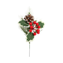 Decoratieve prikkers met bloemenmotief, dennenappels, rode bessenstelen, kunstmatige dennentakken, kerstboomprikkers, feestelijke doe-het-zelf