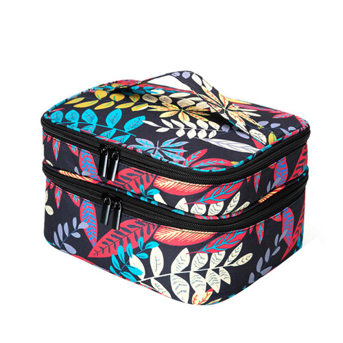 NailPolish Storage Box Double Layer Bags-black background lea