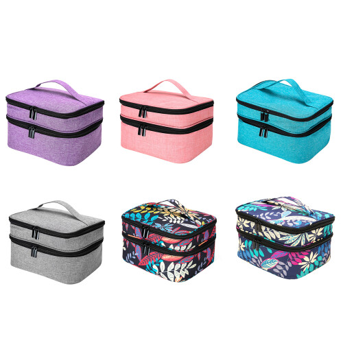 NailPolish Storage Box Double Layer Bags-black background lea 2