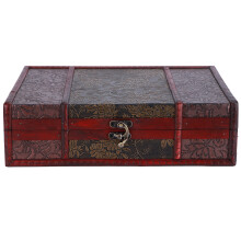 Vintage Wooden Treasure Chest, Decorative Storage Box For Cosmetics, Jewelry, Documents, Multi-purpose Organizer Chest With Retro Design, Lightweight