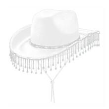 Jeweled Hat Heavy Crystal Cowboy Hats for Women Dancer-White