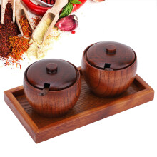 Holz-Gewürzbehälter-Set 2 Stück, 8x9cm Küchenaufbewahrung Organiser