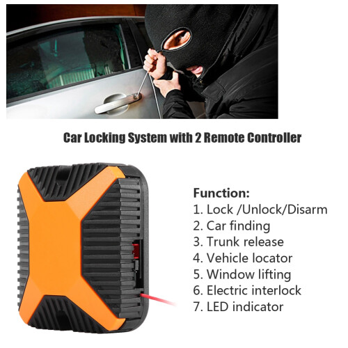 Universal Car Alarm Security Lock System 12V with 2 Remote, Black 2