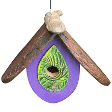 Wooden Birdhouse For Outdoor Hanging, Distressed Wooden Bird House With Rustic Design, Decorative Garden Cottage For Birds, Handcrafted Pet Cottage Su