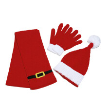 Christmas Scarf Hat Gloves Set for Winter Sports Cycling-Red