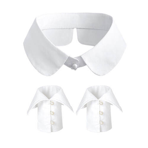 Versatile Wrist Cuff and False Collar Set-round neck pearl sui
