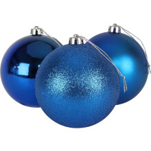 Christmas Decoration, Extra Large Shatterproof UV Protection Blue Christmas Ball Ornaments, Glossy Finish Durable Plastic Home Decor, Easy to Hang Ver